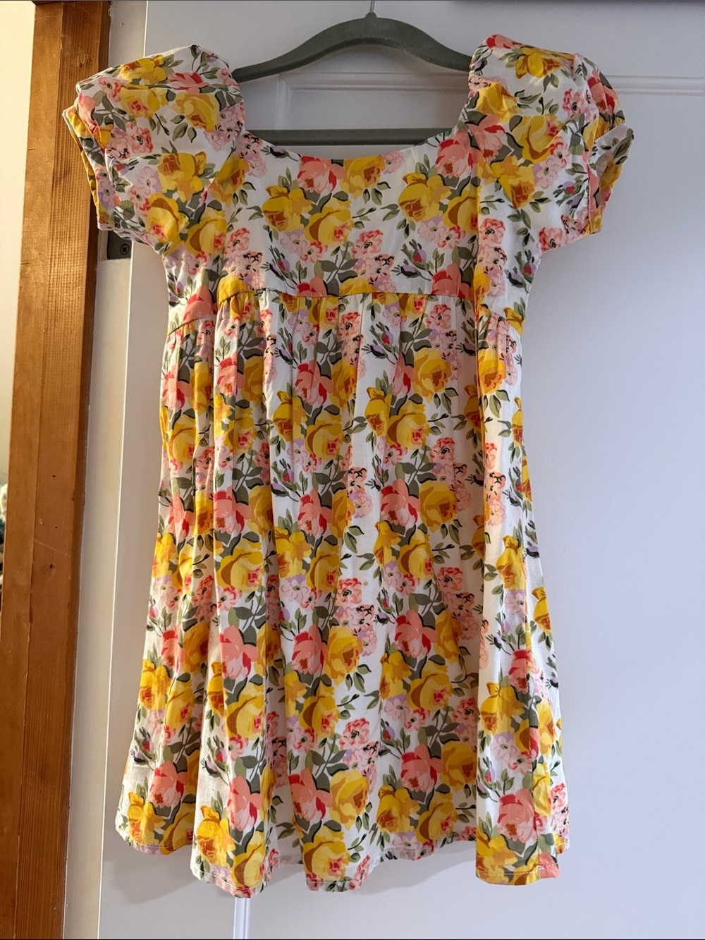 Janie and Jack Yellow & Pink Floral Puff-Sleeve Dress